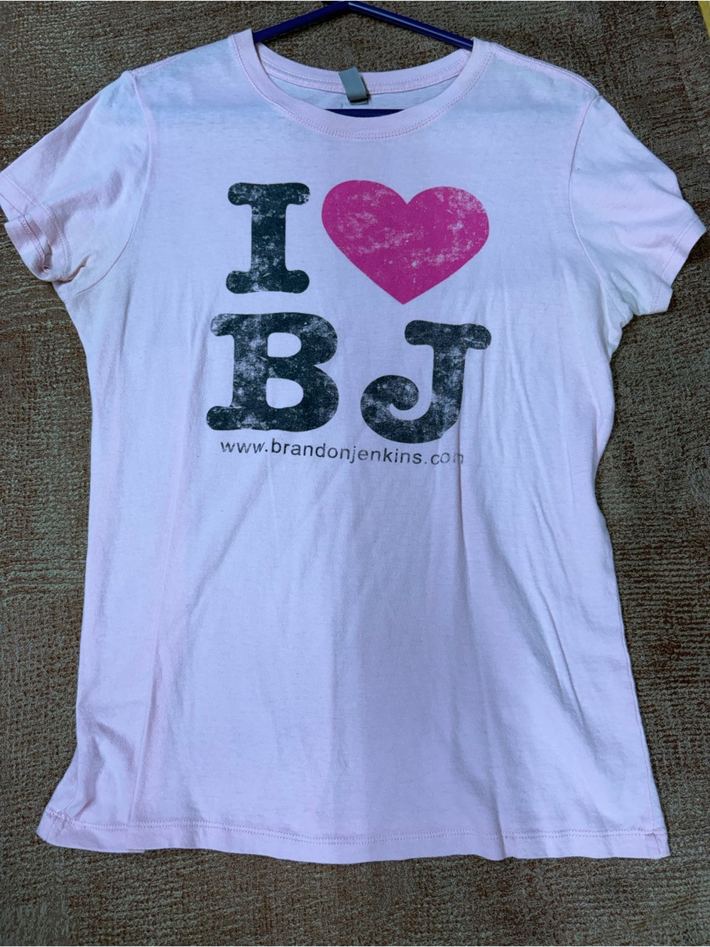 Next Level Apparel Pink "I ♥ BJ" Short Sleeve Tee